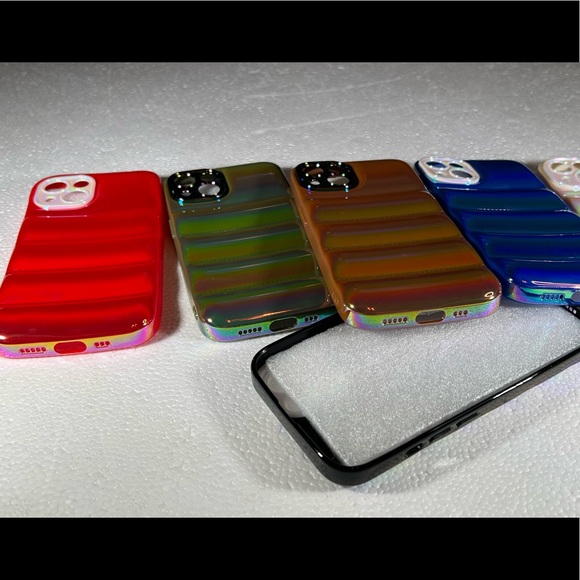 Red iPhone 13 PRO MAX Metallic Ombre Iridescent Pearlized BUBBLE Puffer Case - Picture 13 of 15